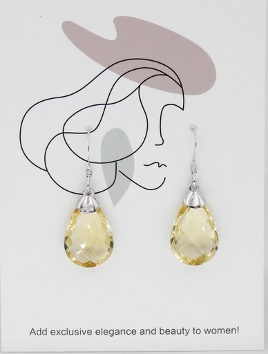 [A212(RP)02-CT] 純銀黃晶耳環