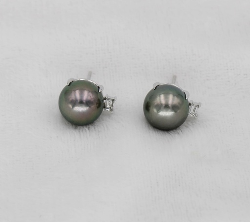 [SA333(14W)02] 14K白金大溪地黑珠耳環